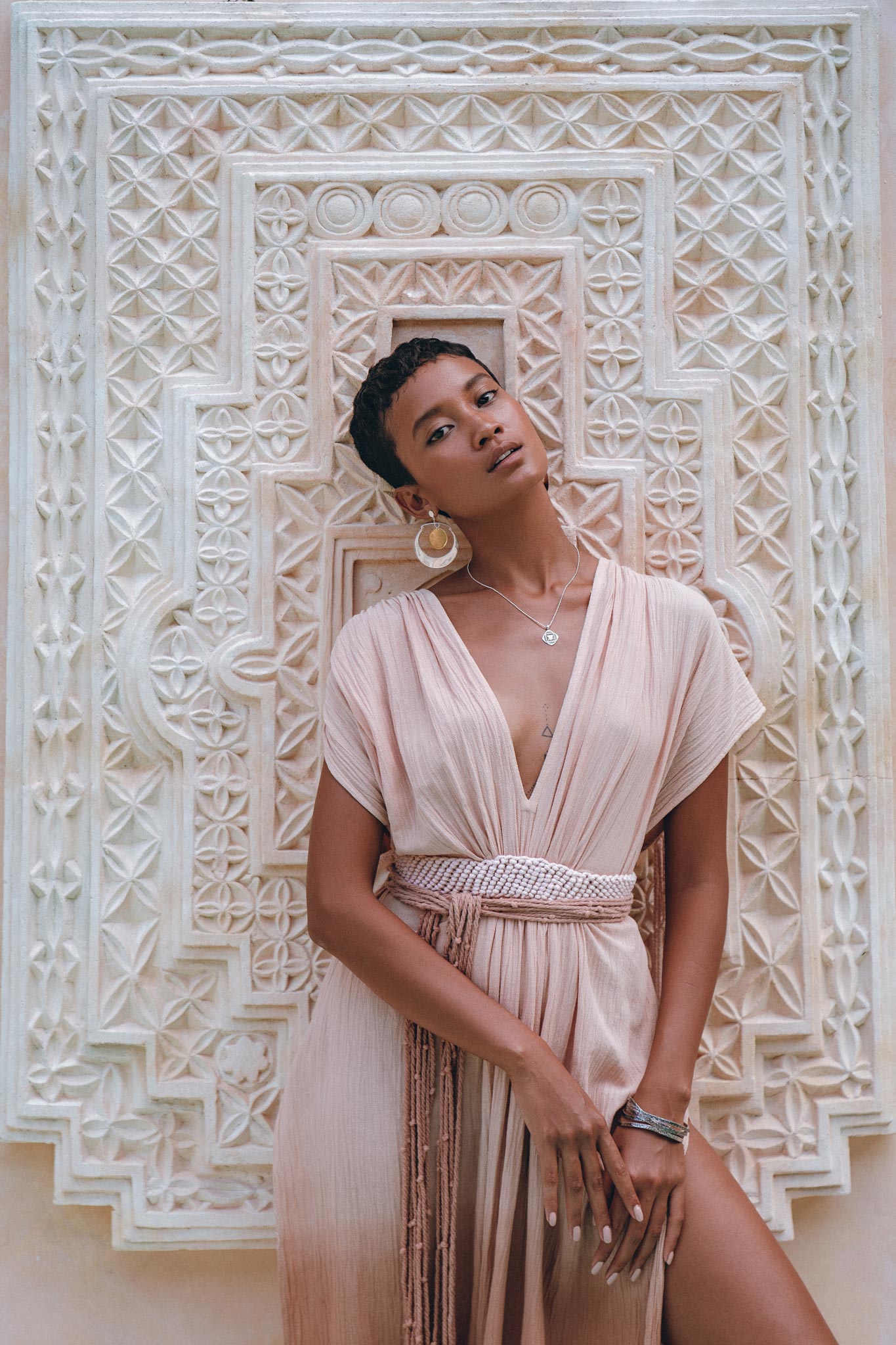 Boho Wedding Dress, Handmade Dress, Botanically Dyed Dusty Pink Dress - AYA Sacred Wear