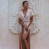 Boho Wedding Dress, Handmade Dress, Botanically Dyed Dusty Pink Dress - AYA Sacred Wear