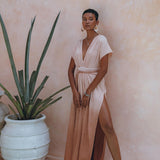 Boho Wedding Dress, Handmade Dress, Botanically Dyed Dusty Pink Dress - AYA Sacred Wear