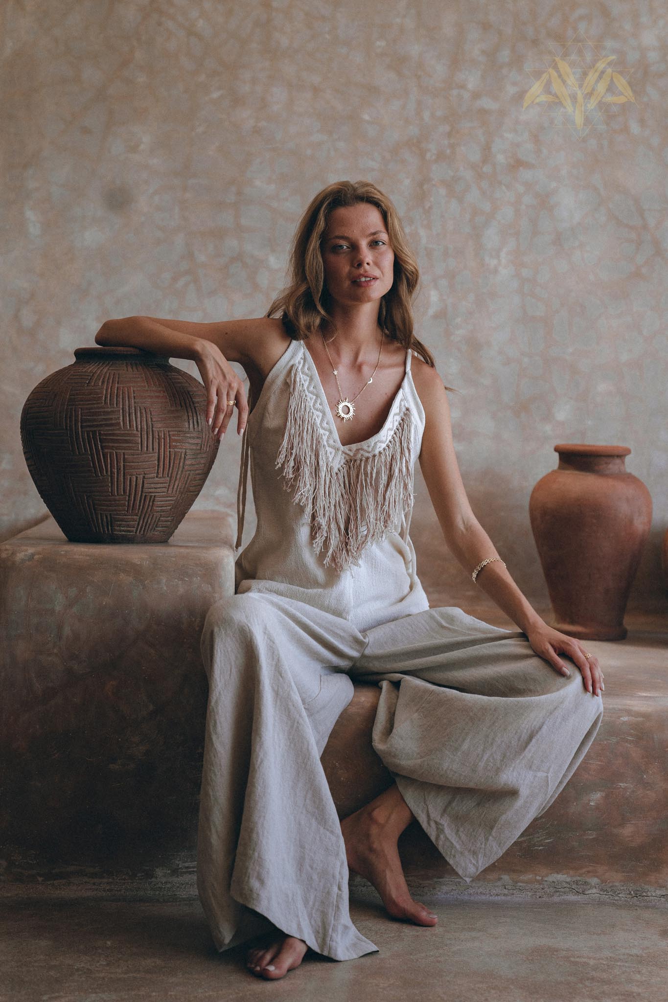 Unique Soft Linen Boho Pants Women, Loose Linen Wide Boho Pants, Bohemian Pants - AYA Sacred Wear