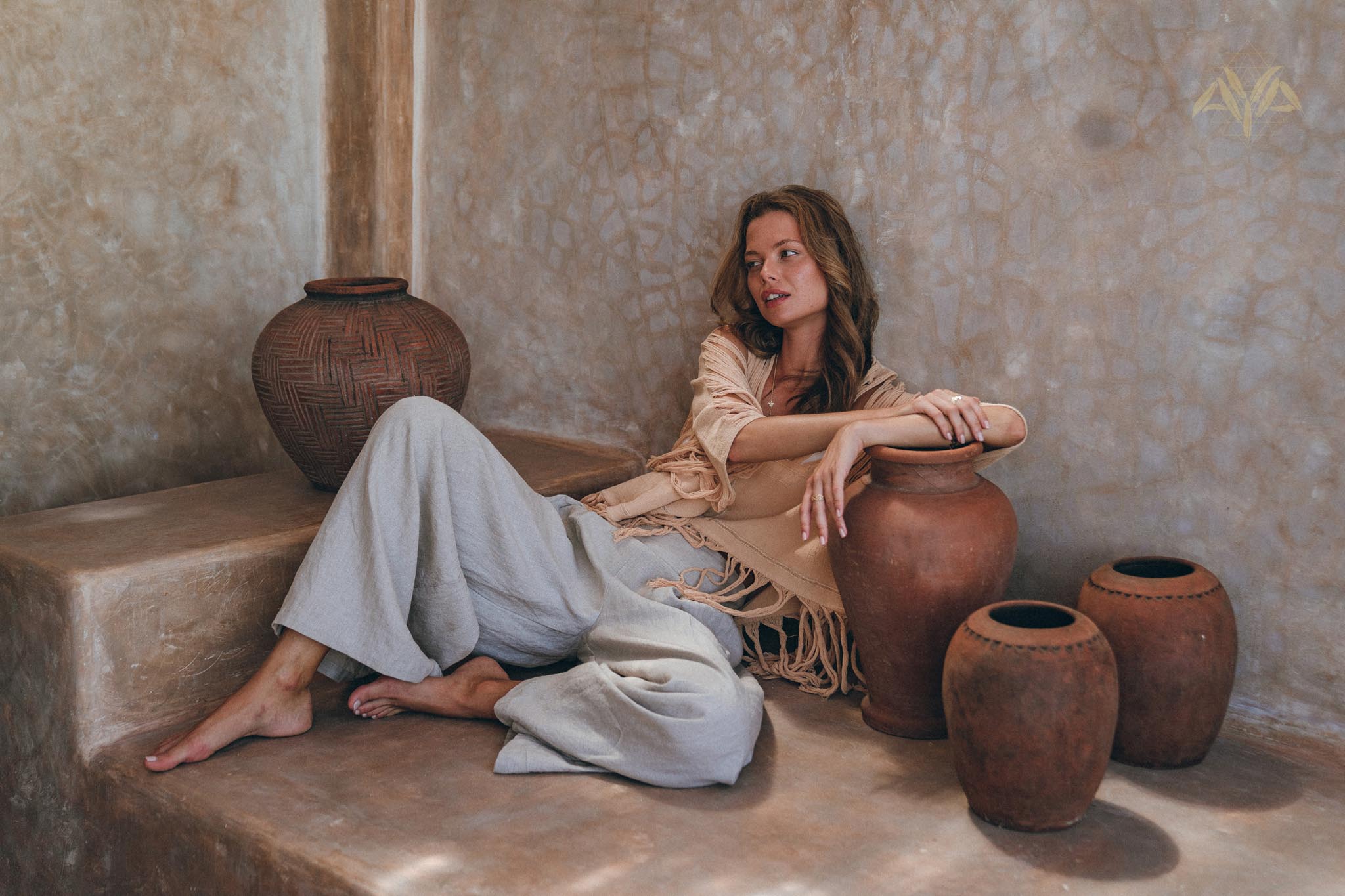 Unique Soft Linen Boho Pants Women, Loose Linen Wide Boho Pants, Bohemian Pants - AYA Sacred Wear