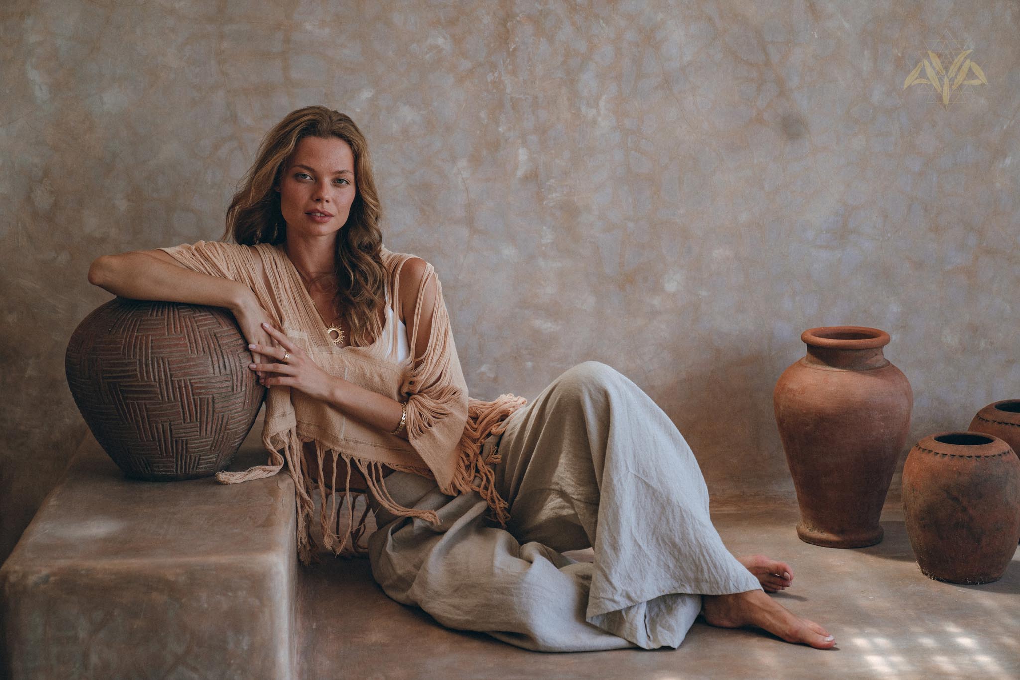 Unique Soft Linen Boho Pants Women, Loose Linen Wide Boho Pants, Bohemian Pants - AYA Sacred Wear