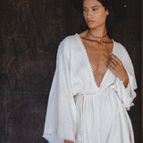 Breathable Asymmetrical Jumpsuit in Off-White - Perfect for Summer, made from Homespun Raw Cotton.