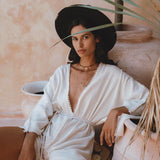 Off-White Greek Goddess Mini Jumpsuit - Bohemian Beach Romper made from handwoven Homespun Raw cotton.