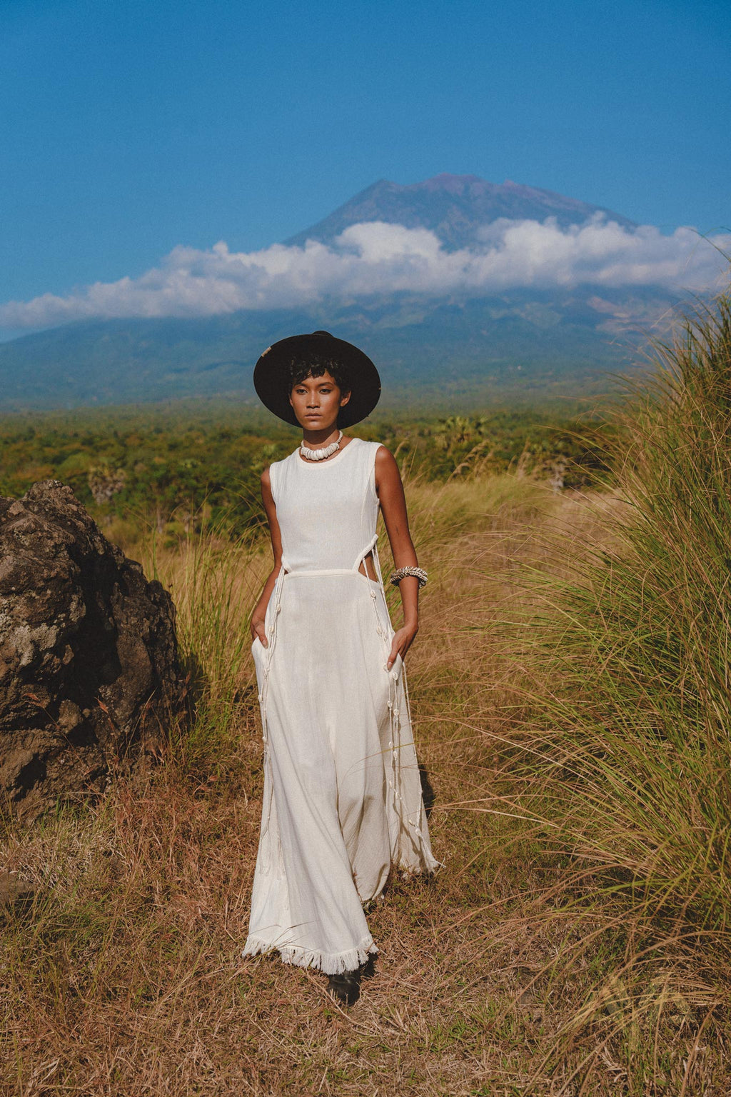 Keep cool in style with Aya Sacred Wear's Off White Macrame Summer Dress