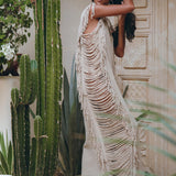 Soft Olive Ladder Sides Dress, Organic Cotton Dress, Boho Summer Dress - AYA Sacred Wear