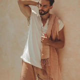 Ombre Botanically Dyed Dusty Pink Cotton Scarf for Men - AYA Sacred Wear