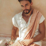 Ombre Botanically Dyed Dusty Pink Cotton Scarf for Men - AYA Sacred Wear