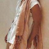 Ombre Botanically Dyed Dusty Pink Cotton Scarf for Men - AYA Sacred Wear