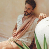 Ombre Botanically Dyed Dusty Pink Cotton Scarf for Men - AYA Sacred Wear