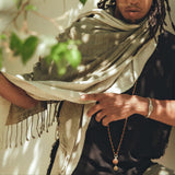 Ombre Botanically Dyed Green Cotton Scarf for Men - AYA Sacred Wear
