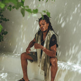 Ombre Botanically Dyed Green Cotton Scarf for Men - AYA Sacred Wear