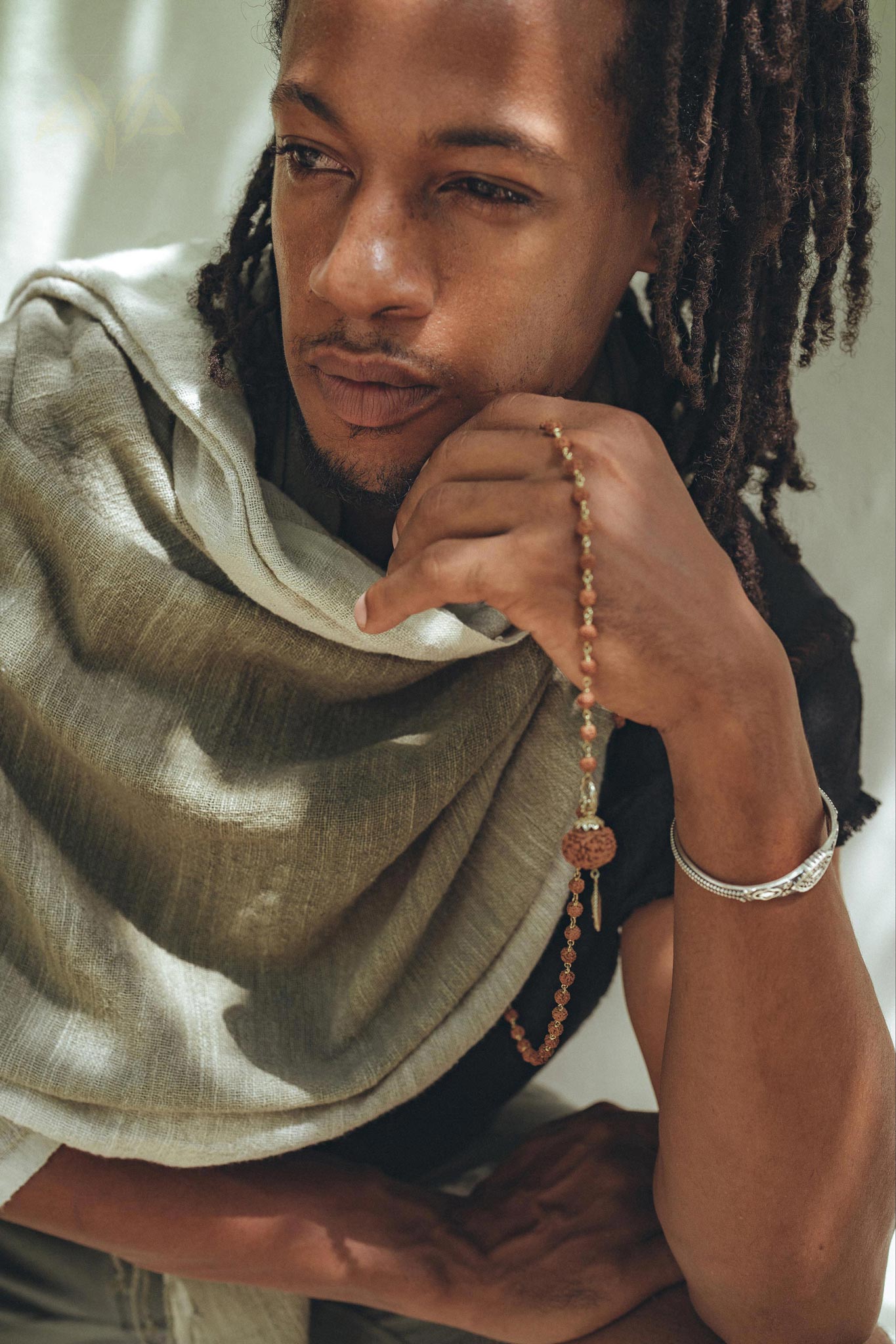 Ombre Botanically Dyed Green Cotton Scarf for Men - AYA Sacred Wear