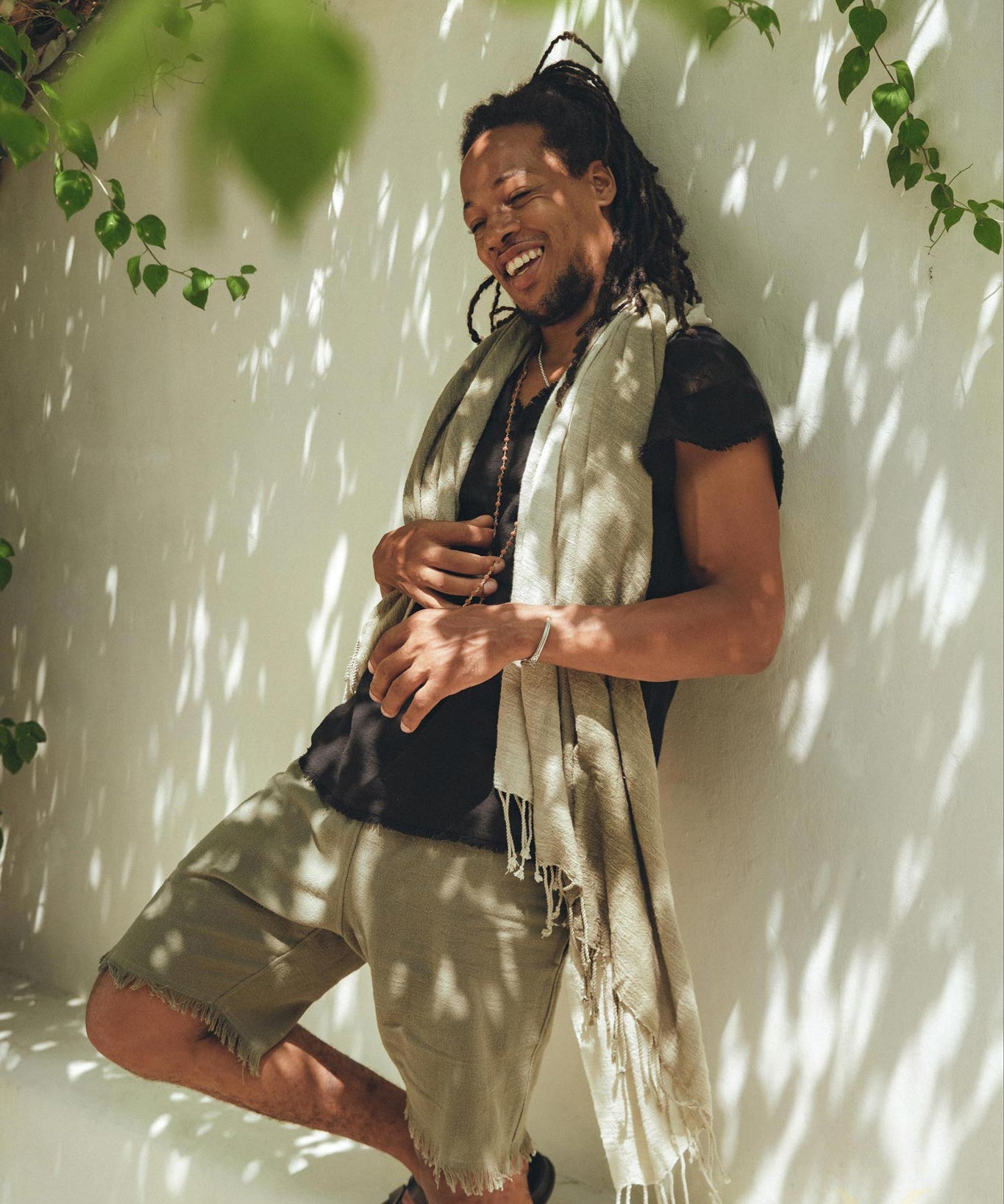 Ombre Botanically Dyed Green Cotton Scarf for Men - AYA Sacred Wear