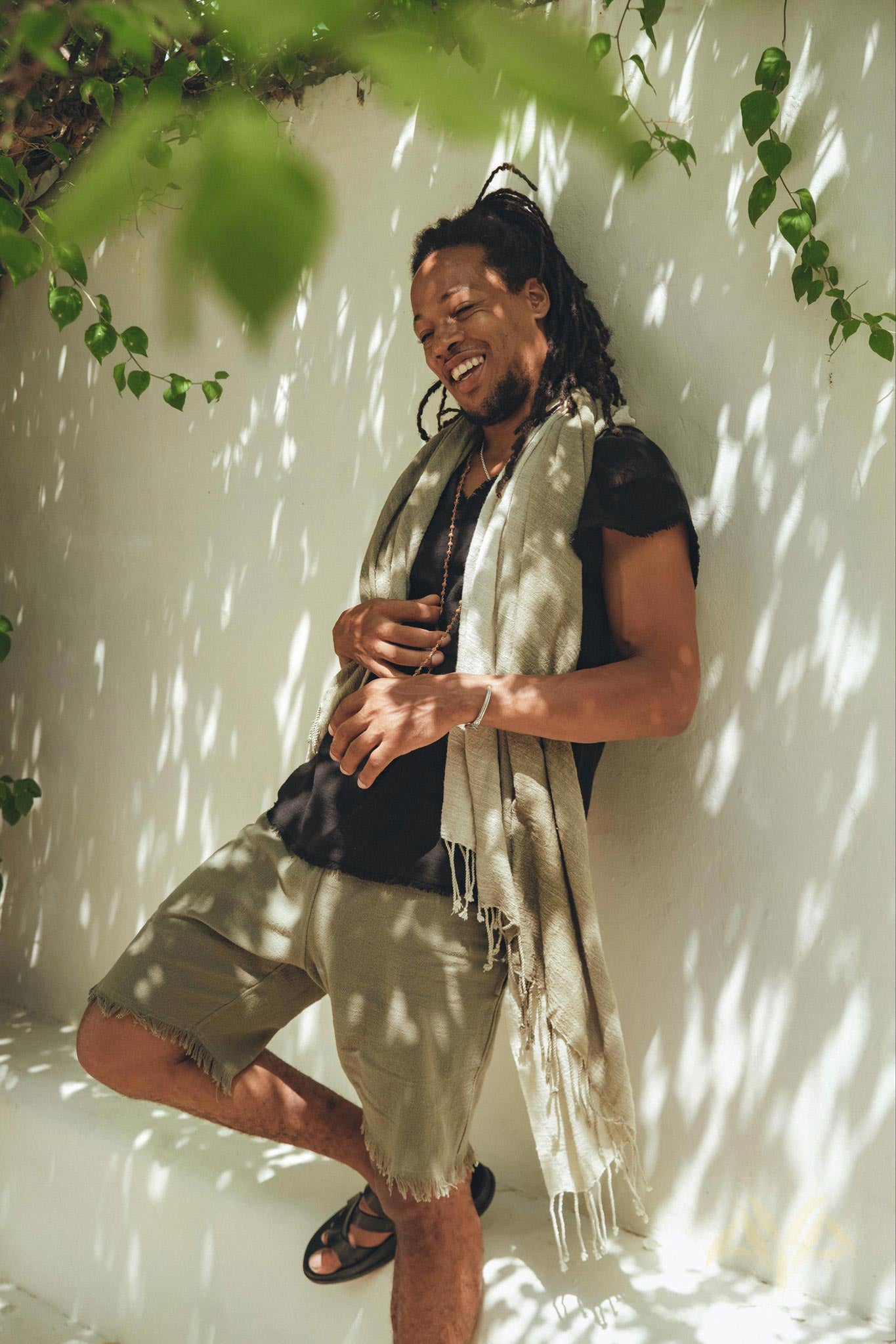 Ombre Botanically Dyed Green Cotton Scarf for Men - AYA Sacred Wear