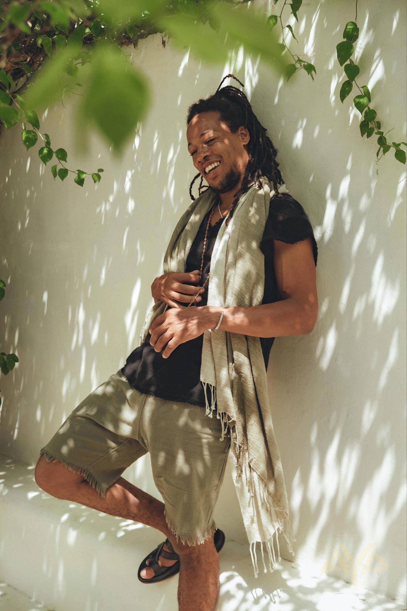 Ombre Botanically Dyed Green Cotton Scarf for Men - AYA Sacred Wear