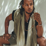 Ombre Botanically Dyed Green Cotton Scarf for Men - AYA Sacred Wear