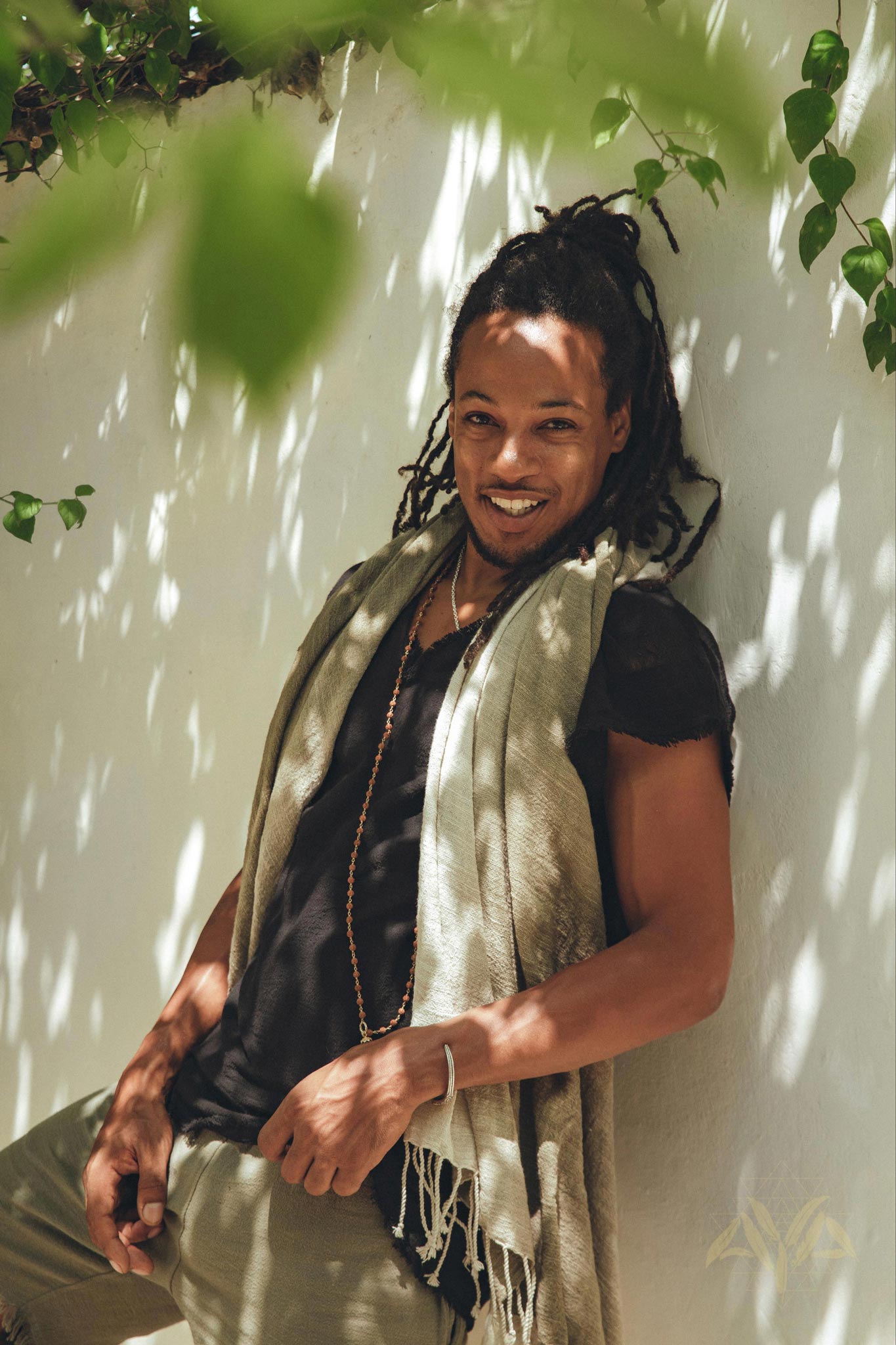 Ombre Botanically Dyed Green Cotton Scarf for Men - AYA Sacred Wear