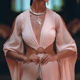 Ombré Dusty Pink Botanically Dyed Dress • Open Belly Maxi Bridesmaid Dress - AYA Sacred Wear