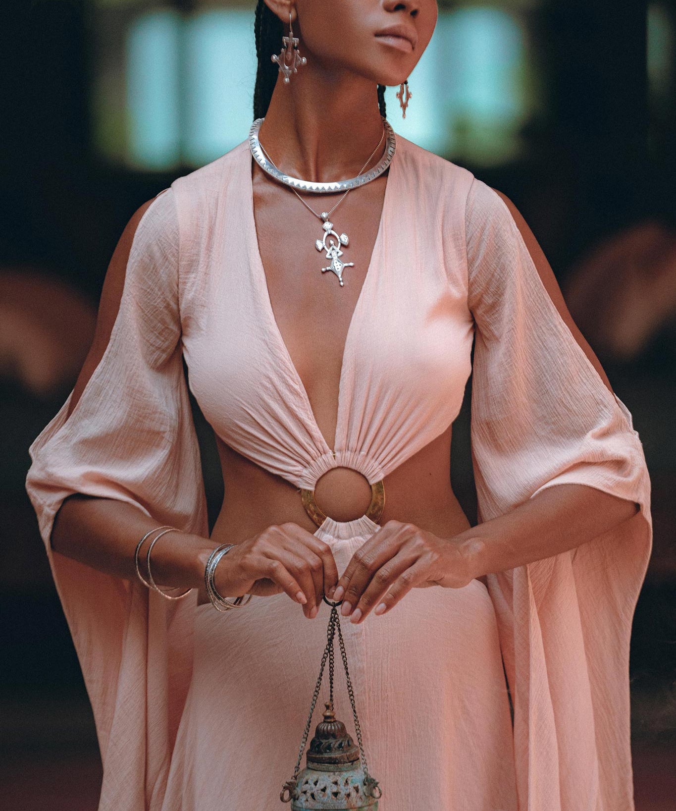 Ombré Dusty Pink Botanically Dyed Dress • Open Belly Maxi Bridesmaid Dress - AYA Sacred Wear