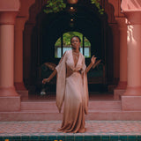 Ombré Dusty Pink Botanically Dyed Dress • Open Belly Maxi Bridesmaid Dress - AYA Sacred Wear