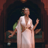 Ombré Dusty Pink Botanically Dyed Dress • Open Belly Maxi Bridesmaid Dress - AYA Sacred Wear