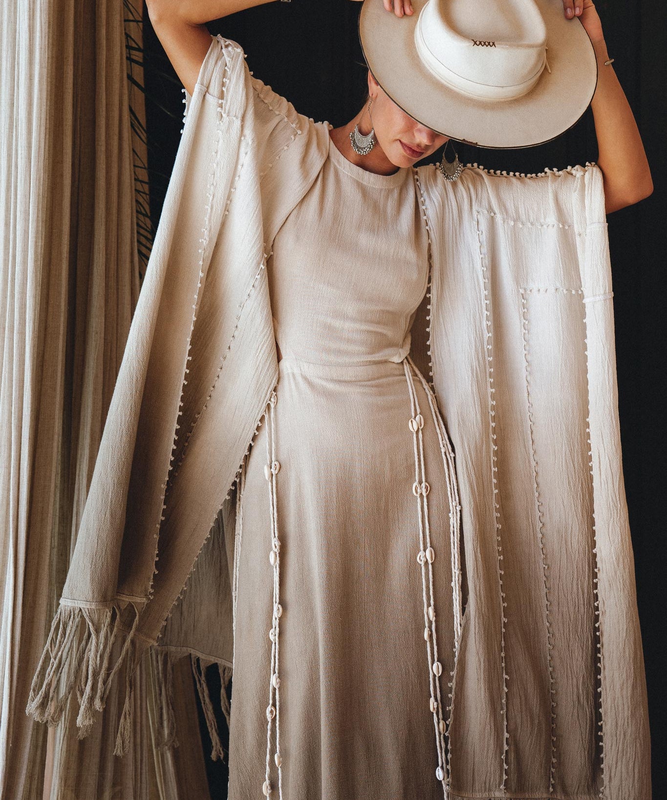 Ombre Sage Green Shawl • Organic Shawl with Handmade Tassels - AYA Sacred Wear