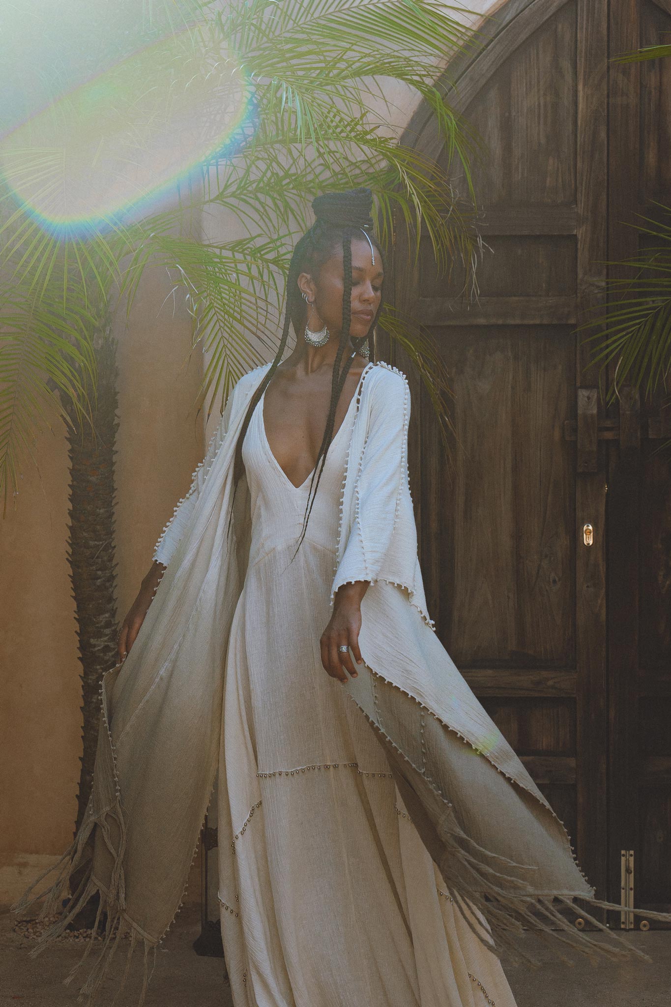 Ombre Sage Green Shawl • Organic Shawl with Handmade Tassels - AYA Sacred Wear