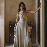 Ombre Sage Harmonia Dress • Bohemian Adjustable Back Dress • Sage Sexy Dress • Wedding Guest Dress • Fairy of the River Dress - AYA Sacred Wear