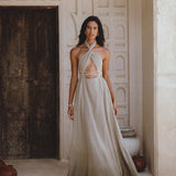 Ombre Sage Harmonia Dress • Bohemian Adjustable Back Dress • Sage Sexy Dress • Wedding Guest Dress • Fairy of the River Dress - AYA Sacred Wear