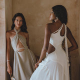 Ombre Sage Harmonia Dress • Bohemian Adjustable Back Dress • Sage Sexy Dress • Wedding Guest Dress • Fairy of the River Dress - AYA Sacred Wear