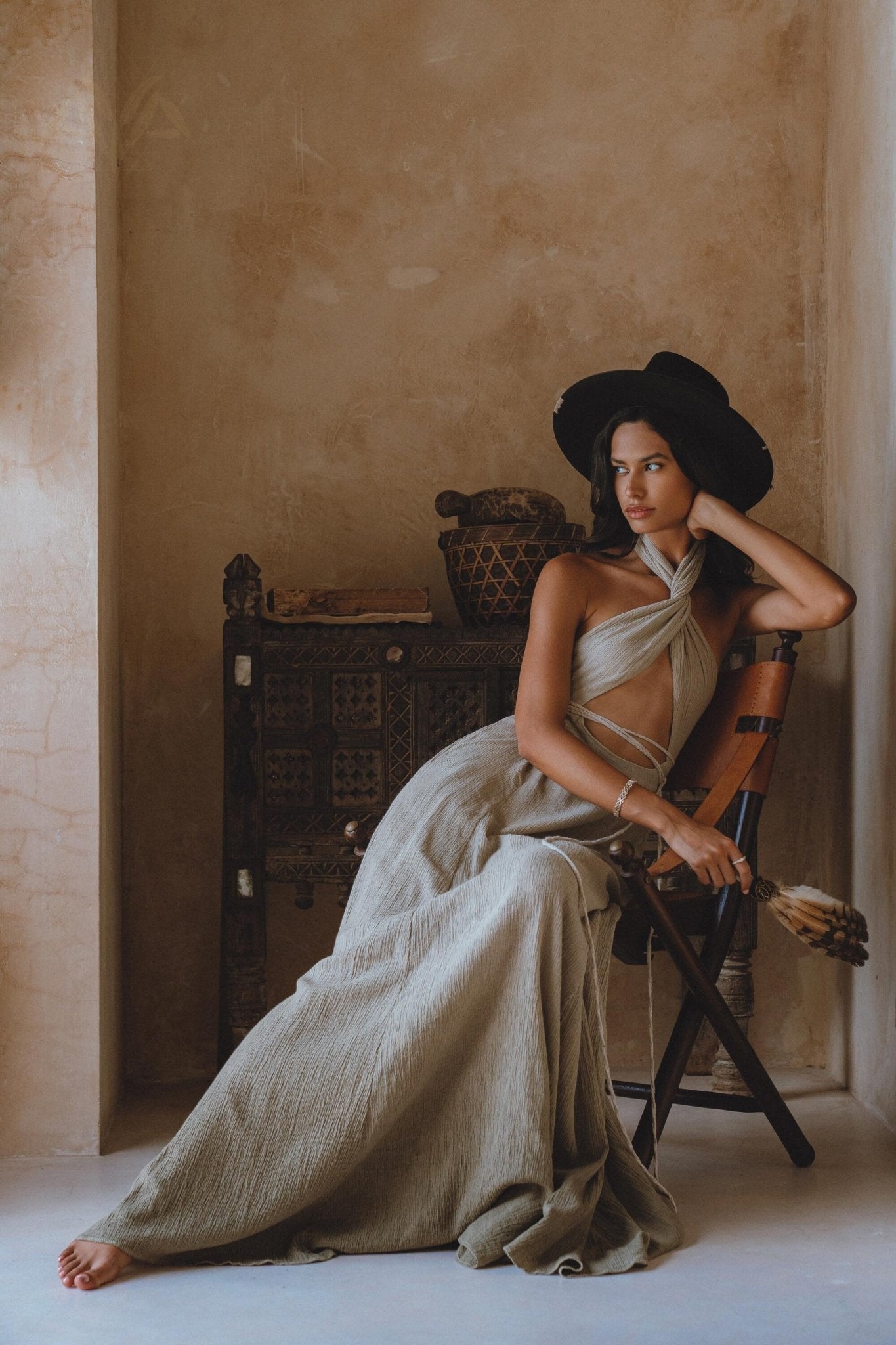 Ombre Sage Harmonia Dress • Bohemian Adjustable Back Dress • Sage Sexy Dress • Wedding Guest Dress • Fairy of the River Dress - AYA Sacred Wear