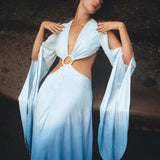 Ombré Sky Blue Organic Wedding Boho Dress for Women - AYA Sacred Wear