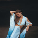 Ombré Sky Blue Organic Wedding Boho Dress for Women - AYA Sacred Wear