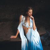 Ombré Sky Blue Organic Wedding Boho Dress for Women - AYA Sacred Wear