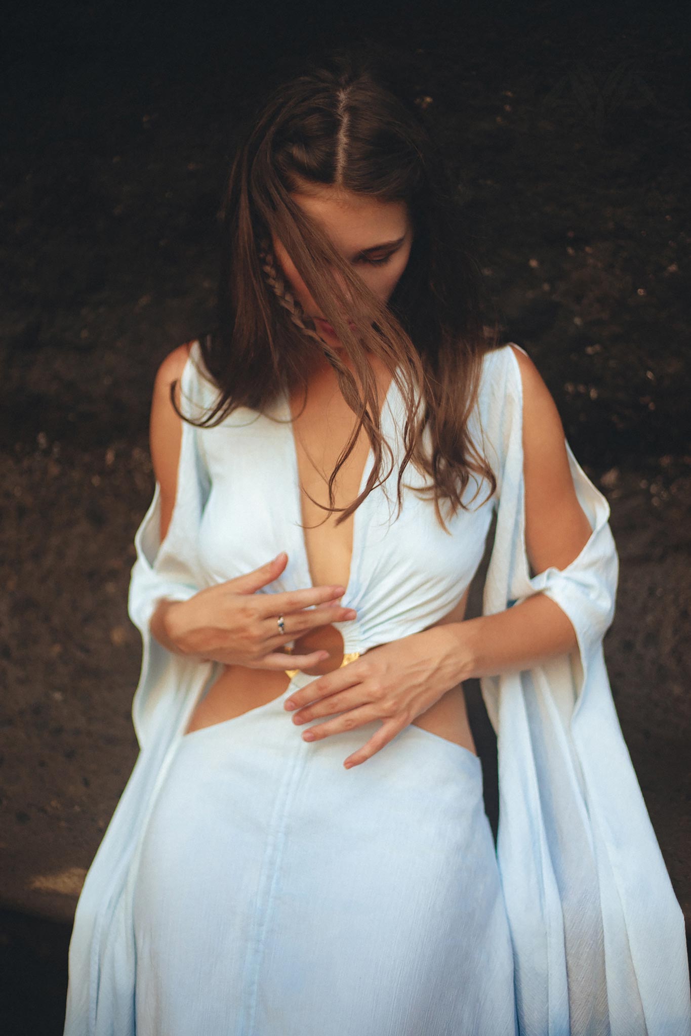 Ombré Sky Blue Organic Wedding Boho Dress for Women - AYA Sacred Wear