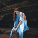 Ombré Sky Blue Organic Wedding Boho Dress for Women - AYA Sacred Wear