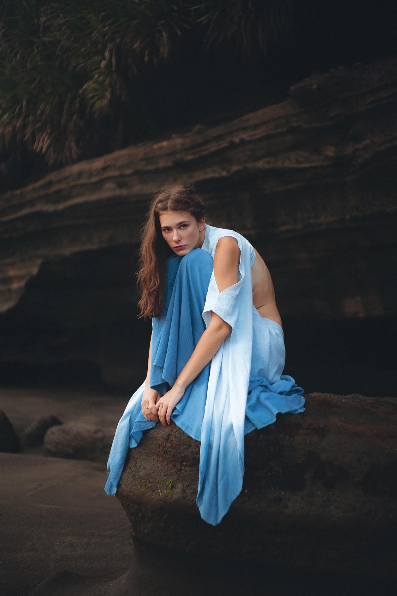 Ombré Sky Blue Organic Wedding Boho Dress for Women - AYA Sacred Wear