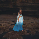 Ombré Sky Blue Organic Wedding Boho Dress for Women - AYA Sacred Wear