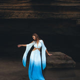 Ombré Sky Blue Organic Wedding Boho Dress for Women - AYA Sacred Wear
