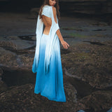 Ombré Sky Blue Organic Wedding Boho Dress for Women - AYA Sacred Wear