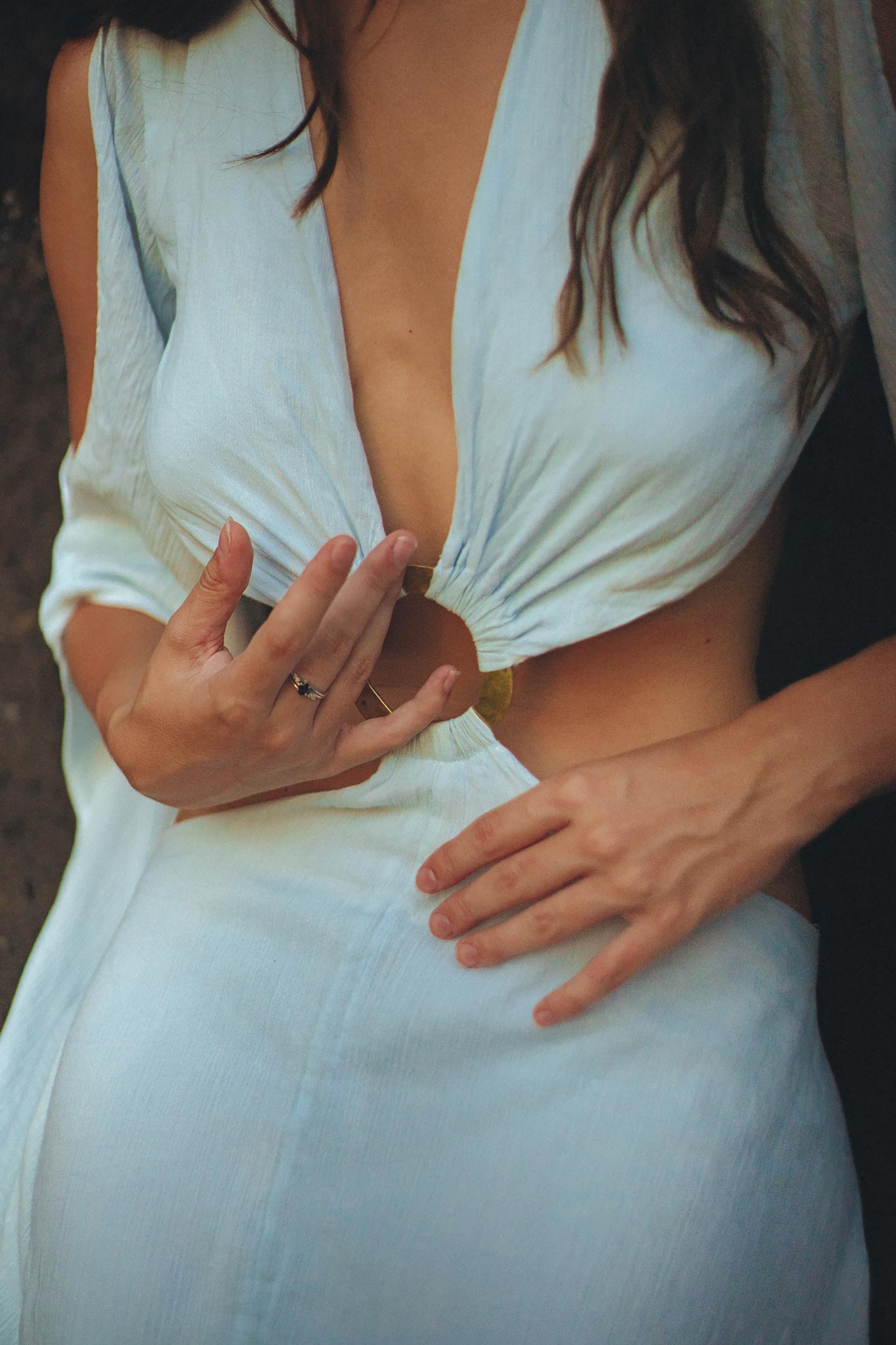 Ombré Sky Blue Organic Wedding Boho Dress for Women - AYA Sacred Wear