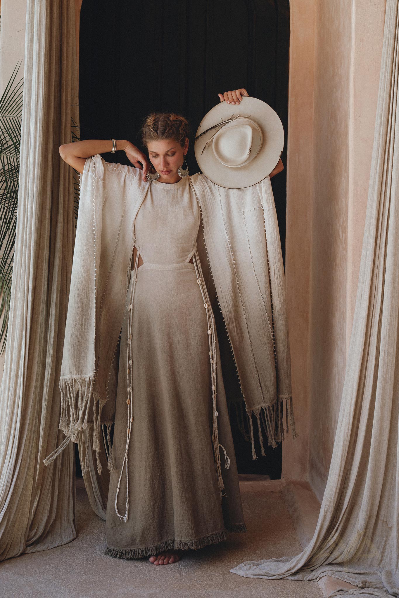 Make a statement with a unique ombre sage green shawl from Aya Sacred Wear.