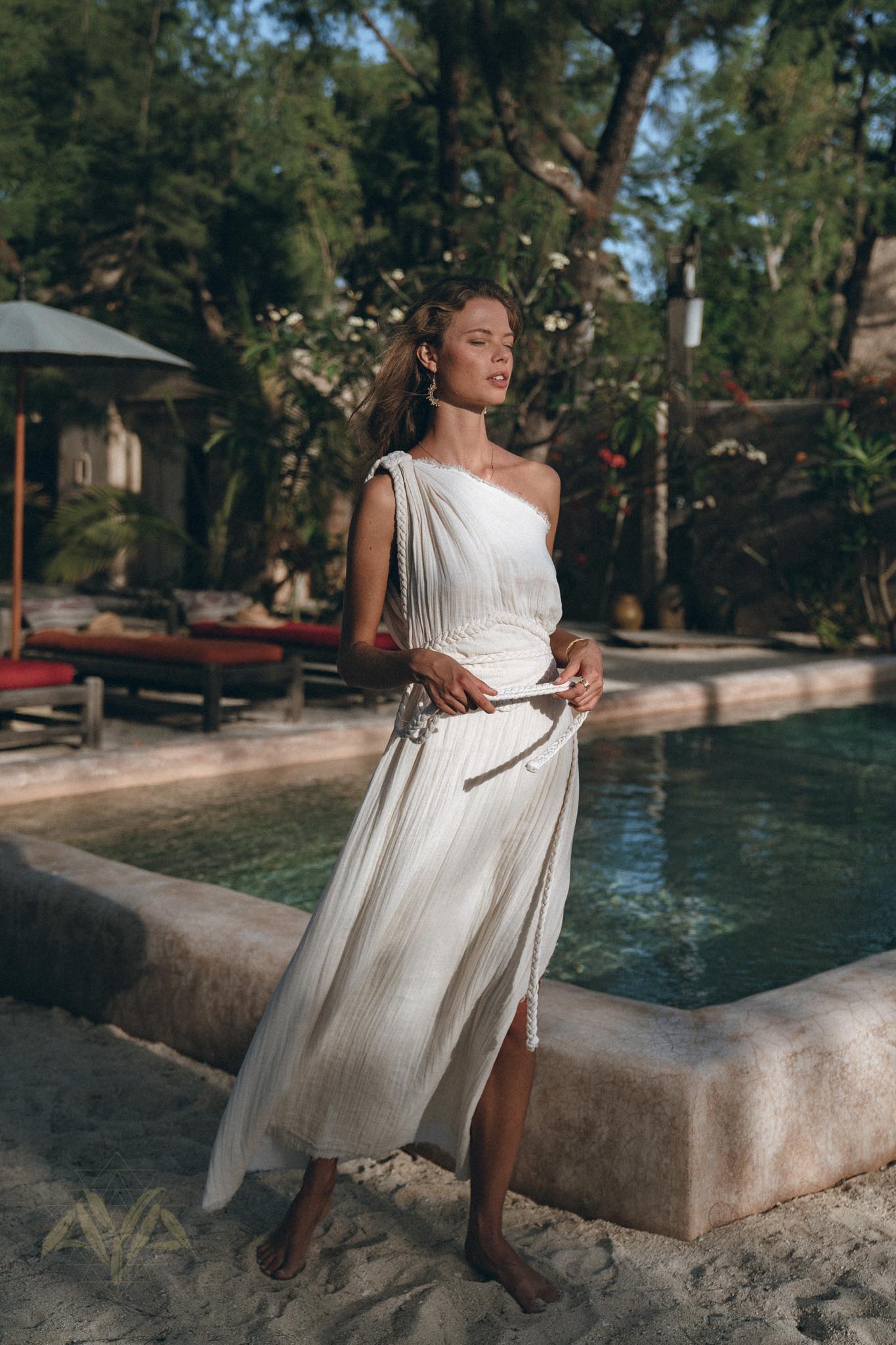 Greek Goddess Dress, Boho Dress, Organic Cotton Bridesmaid Dress, Bohemian Dress - AYA Sacred Wear