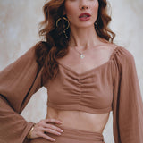 Open Belly Matching Top and Skirt • Latte Tank Top and Maxi Skirt - AYA Sacred Wear