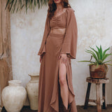 Open Belly Matching Top and Skirt • Latte Tank Top and Maxi Skirt - AYA Sacred Wear