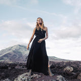 Organic Black Boho One Shoulder Dress • Black Wedding Dress - AYA Sacred Wear