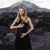 Organic Black Boho One Shoulder Dress • Black Wedding Dress - AYA Sacred Wear