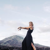 Organic Black Boho One Shoulder Dress • Black Wedding Dress - AYA Sacred Wear