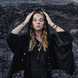 Organic Black Boho One Shoulder Dress • Black Wedding Dress - AYA Sacred Wear